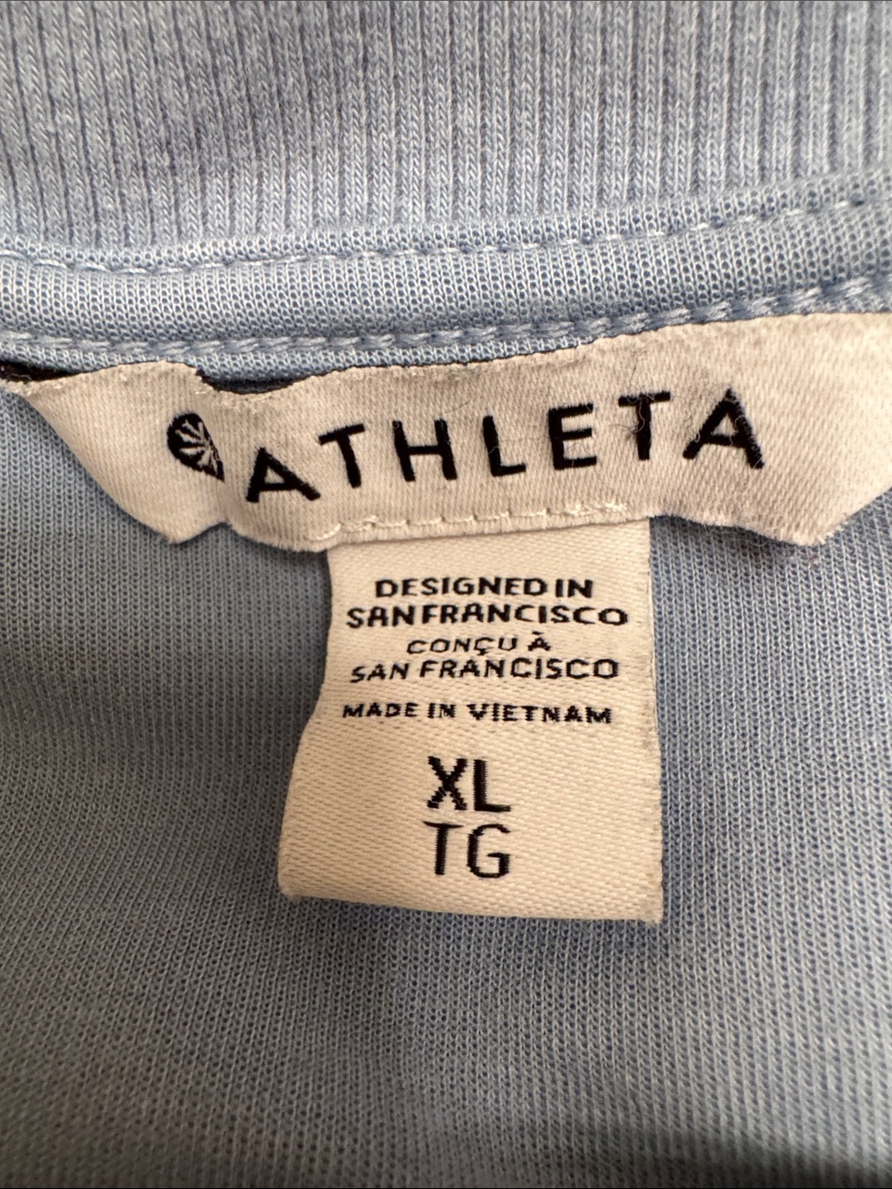 Athleta Light Blue Puff Sleeve Crew Shirt - Picture 2 of 5